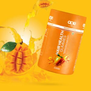 Mango Flavoured Natural Biotin Gummies with Vitamin C, E & Zinc